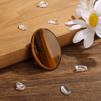 GolbalJew Tigers Eye Thumb Worry Stone for Anxiety Healing Crystals Sets, Hand Carved Crystals and Healing Stones, Meditation Crystal Reiki Natural Relax Palm Stone for Anxiety Therapy Relief