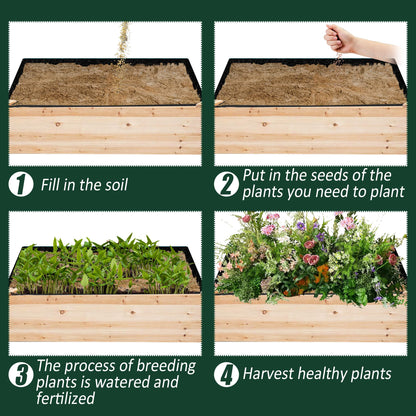 FULEIYA 1PCS Raised Garden Bed Liner Fabric Raised Garden Bed Breathable Drainage Rectangle Grow Bags with Handles Fabric Garden Bed for Outdoor Garden Bed Holds Soil - 4ft x 2ft x 1ft