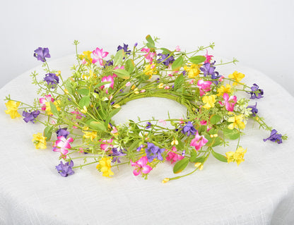 LSKYTOP Artificial Flower Wreath with Green Leaves Berries Wildflower Spring Summer Wreath for Front Door Wall Wedding Decor,12inch (1)