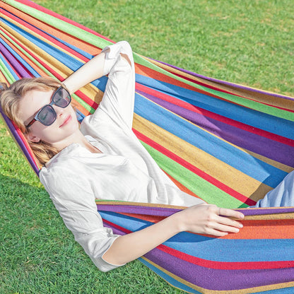 GAFETE Double Hammock with Stand for Outside, Upgraded Spreader Bar, Heavy Duty Space Saving Steel Stand 2 Person, Side Pockets, Easy Assembly, 600lbs Weight Capacity, Indoor & Outdoor (Classic Red)