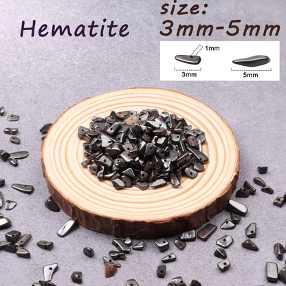 500 pcs Natural Chip Stone Beads Multicolor 3-5 mm Irregular Gemstone Healing Crystal Loose Rocks Bead Hole Drilled DIY for Bracelet Necklace Earrings Jewelry Making Craft