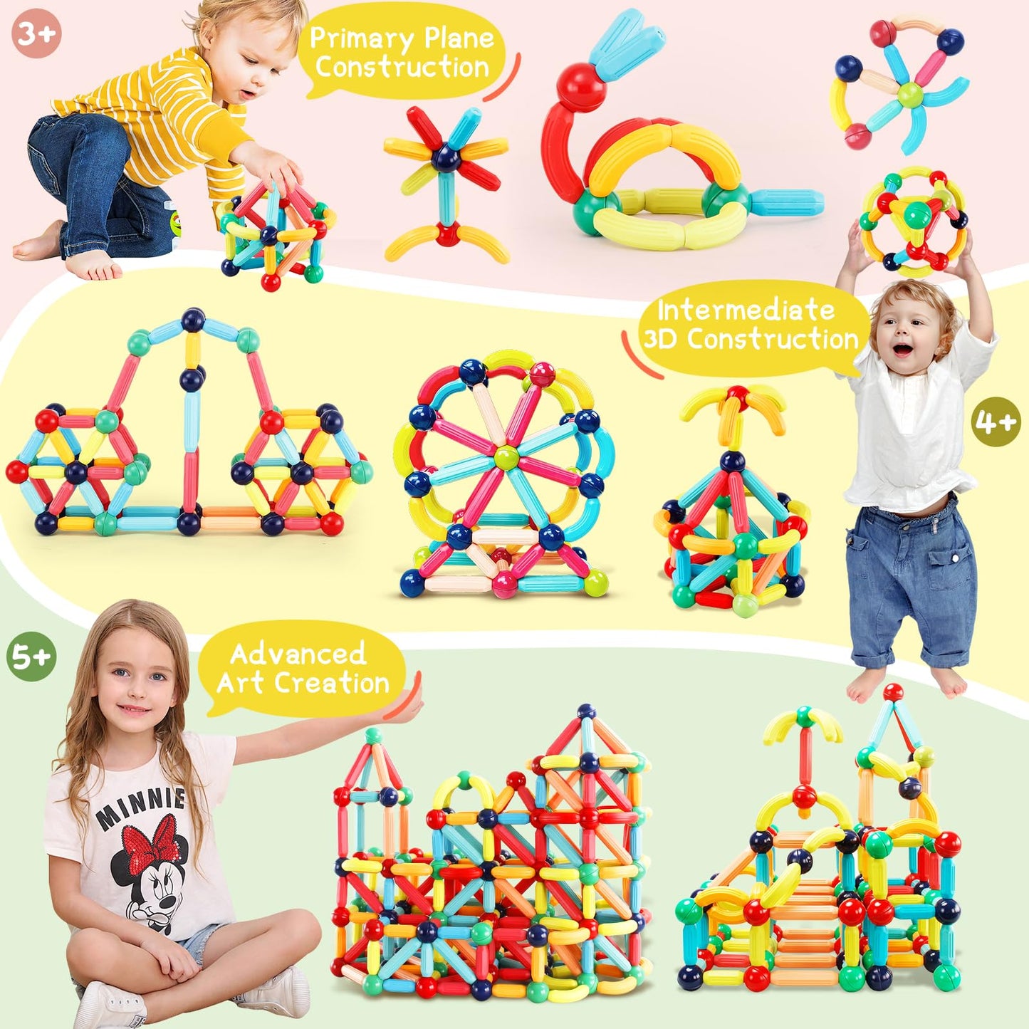 STEMTiles Magnetic Building Blocks Montessori Magnet Toys for Toddlers Kids, Preschool Learning STEM Sensory Toys for 3 Year Old Boys & Girls Gifts-Starter Set