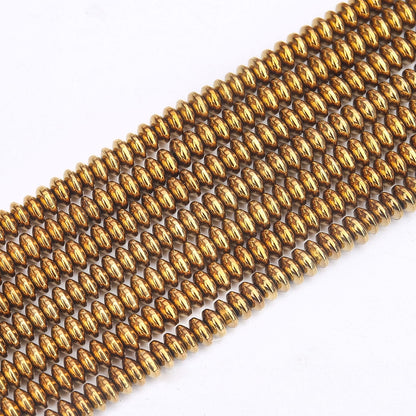 BONNY BOXX 1 Strand (150PCs) 2 * 4mm Rondelle Beads, Natural Abacus Disk Gold Hematitet Stone Beads Loose Spacer Gemstone for DIY Bracelet Necklace Jewelry Making