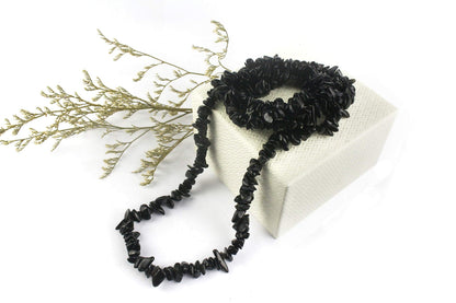 31 inches Chip Stone Loose Gemstones Beads Drilled Strand for Jewelry Making (Black Obsidian)