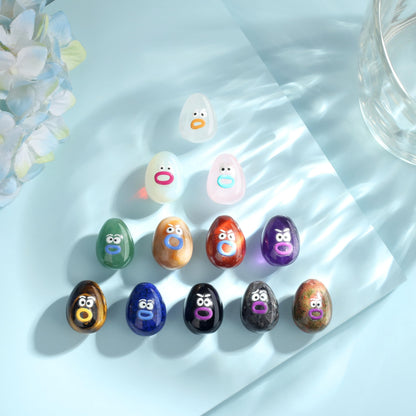 XIANNVXI Funny Emotion Polished Stone Gift 12pcs Cute Emoji Carving Egg Figurine Crystals Present Rock Natural Healing Crystals Stones Novel Mothers Day Graduation Birthday Gifts for Women Men