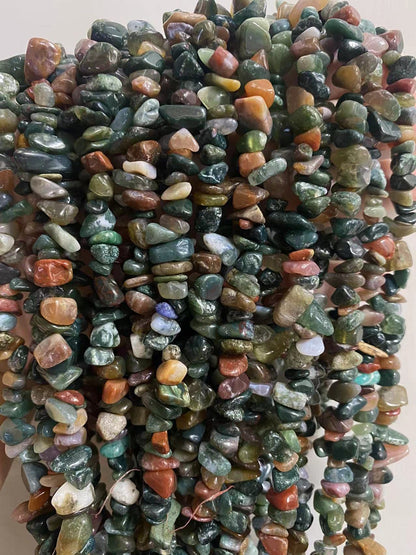 jodaying 5-8mm Natural Indian Agate Gemstone Chips Healing Gravel Bracelets Necklace Kit Irregular Tumble Stone Beads DIY Crafts Design Jewelry Making 32"