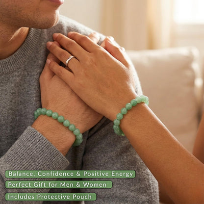 Cherry Tree Collection Green Aventurine Beaded Bracelet – Genuine 8mm Gemstone Stretch Bracelet for Men & Women – Handmade Crystal Bracelet - (Green Aventurine - S)