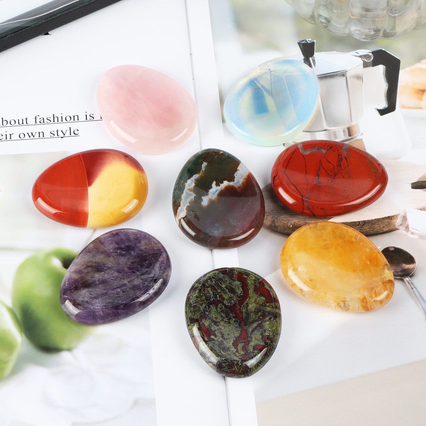 Artistone Amethyst Crystal Thumb Worry Stones Hand Carved Palm Stones Crystal Chakra Worry Stone for Anxiety, Meditation Reiki, Water Drop Shaped (Pack of 2)