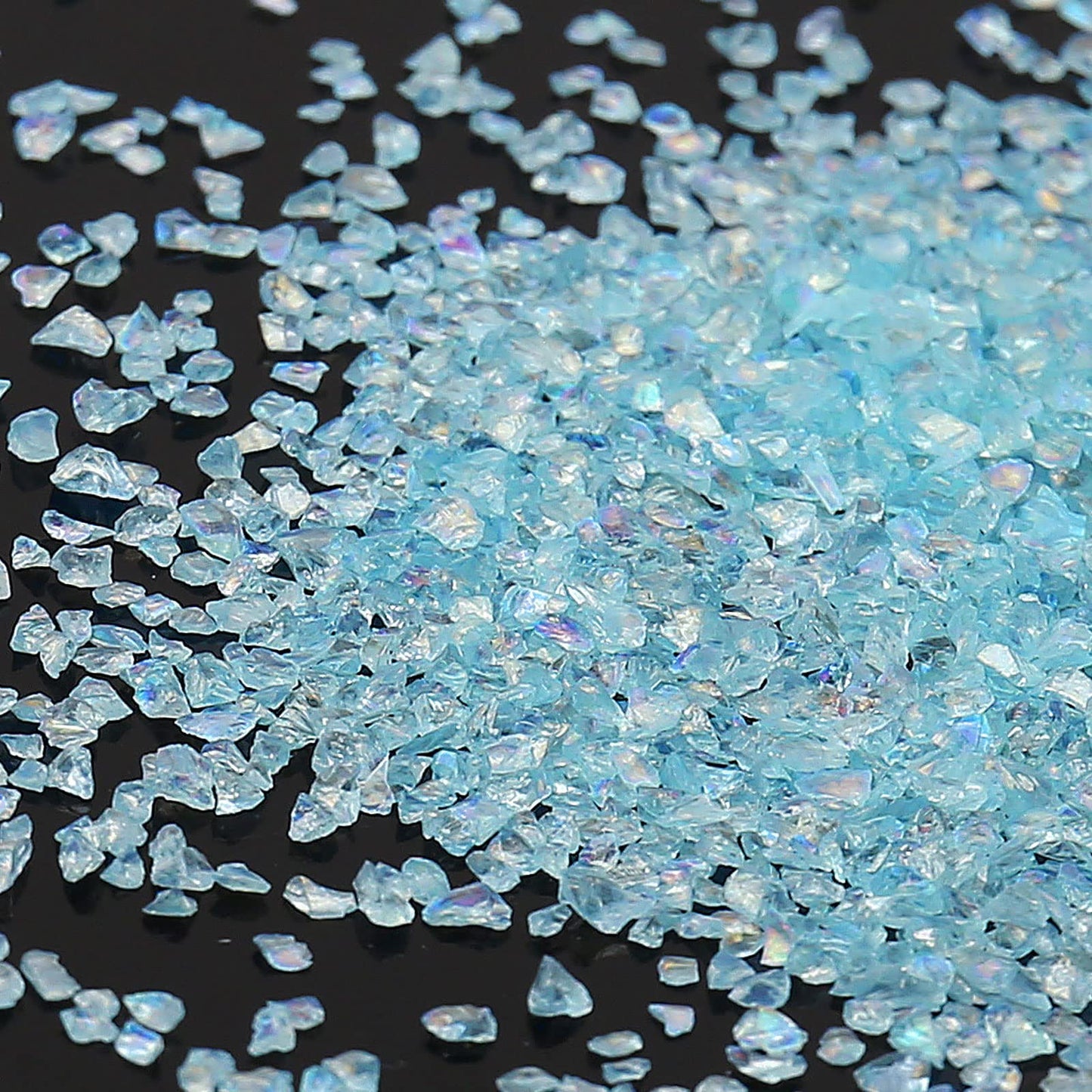 Irregular Crushed Glass Chips Sprinkles, 100g Metallic Chunky Glitter Stones for Nail Art, Resin Mold Filler, DIY Crafts, Vase Filler, Jewelry Making (Aquamarine AB)