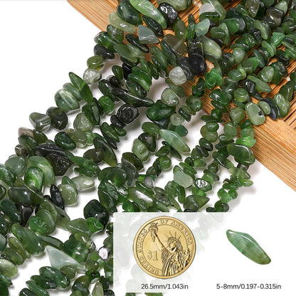 NITOPUPU 30in Jadeite Natural Chip Stone Beads 5-8mm About 230pcs, Irregular Drilled Deep Green Bead for Bracelets Jewelry Making Supplies for Adults, DIY Crafts.
