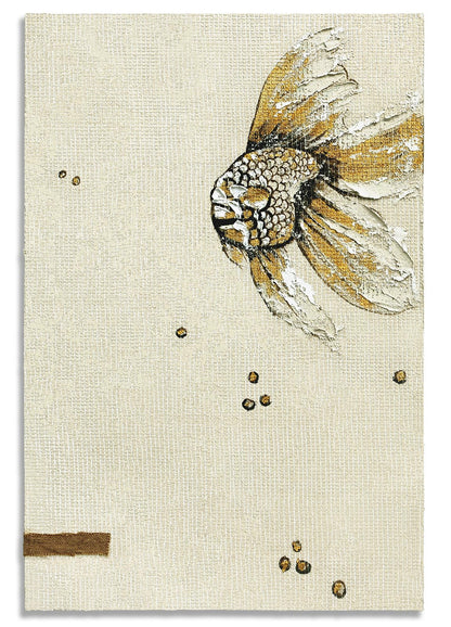 BrushEcho Large 24x36 Inch Hand-Painted 3D Textured Canvas Wall Art, Modern Abstract Animal Ocean Fish Oil Painting, Minimalist Neutral Wall Decor Ready to Hang for Living Room Home Office