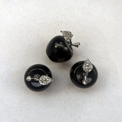 Sunshcat Natural Black Obsidian 1.18 Inchs Apple Crystal and Healing Stone Statues,Room Decoration Christmas Decorations Thanksgiving Gifts Office Gifts Collectibles