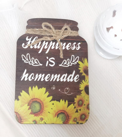 4 Pieces Kitchen Wall Decor Mason Jar Set, Wooden Kitchen Dining Room Signs Country Wall Art Farmhouse Tiered Tray Decor 7.1 * 4.7Inch (Sunflower)