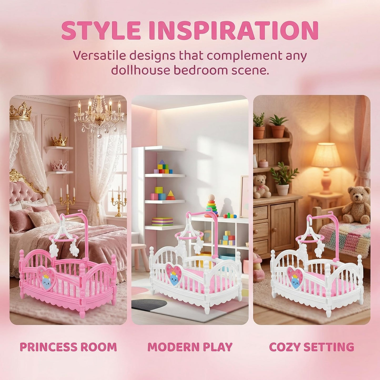 TOYANDONA Mini Furniture Dollhouse Accessories: 1:12 Miniature Doll House Model 2Pcs Mini Baby Bed Crib Cradle for Miniature Dollhouse Furniture Party Kit