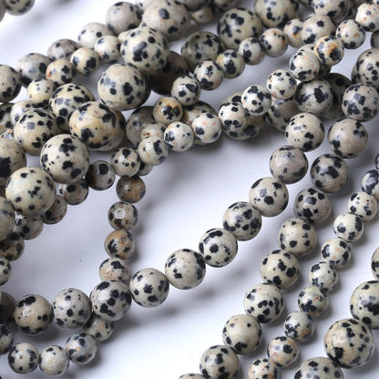 90PCS 4MM Dalmatian Jasper Natural Gemstone Round Stone Beads for Jewelry Making DIY Energy Stone Healing Power Bracelet 15"