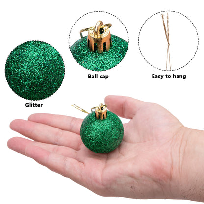 Deloky 24 Pcs Halloween Glitter Balls Ornaments, 1.6 Inch Halloween Shatterproof Hanging Balls, Black Orange Purple Green Shiny Ball Tree Ornaments for Halloween Christmas Party Tree Decoration