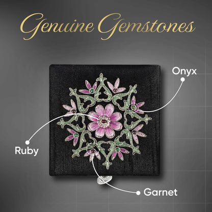 BoutiqueByMaryam Handmade Embroidered Jewelry Storage Box with Ruby Gemstone, Small Decorative Keepsake Box, Trinket Box, Memento Box, Gift Presentation Box, Home Décor Accent