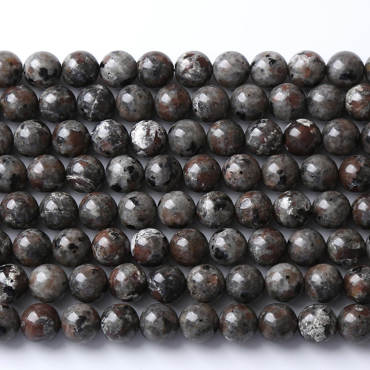 8MM 43PCS Flame Yooperlite Stone Beads Loose Beads for Jewelry Making DIY Bracelets Show Flame Color Under the Irradiation of UV Lamps