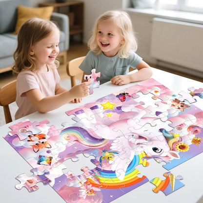 Jumbo Floor Puzzle for Kids,48 Piece Unicorn Large Jigsaw Puzzles,Cute Puzzle for Toddler Ages 3-5,Fun Educational Toy Easter Gift for Boys & Girls Ages 4-8