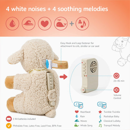 Cloud b Sound Machine with White Noise Soothing Sounds | Cuddly Stuffed Animal | Adjustable Settings and Auto-Shutoff | Sleep Sheep