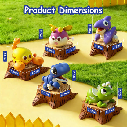 bessome Wind Up Crawling Baby Toys Set, Cute Animal Push and Go Car Toys for 18 Months, Montessori Early Learning Toys for Boys & Girls 2 3 4 Years Old, Hand-Eye Coordination & Crawling Training Gift