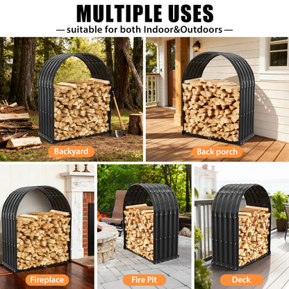 XGMDD Heavy Duty Firewood Rack with Top Cover, Outdoor Indoor Use, 700 LBS Capacity, Waterproof Galvanized Steel Fire Log Holder for Fireplace,Patio, Stylish Metal Fire Wood Storage Organizer Racks