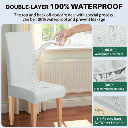 Dioxide Waterproof Chair Covers for Dining Chairs, Stretch Dining Chair Covers Set of 6, Parson Chair Slipcovers, Removable Washable Kitchen Chairs Seat Covers Protectors for Home Restaurant Banquet