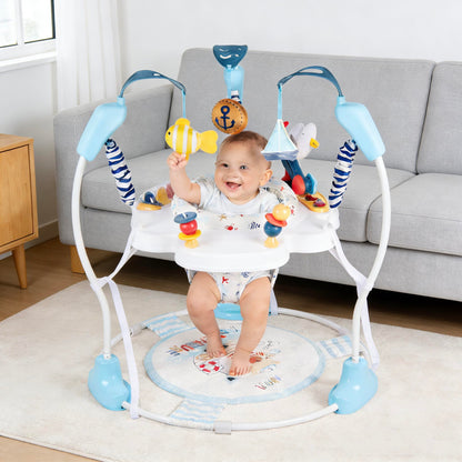 Furmubei Baby Activity Center, 3-in-1 Baby Jumper, Infant Activity Center with 360° Rotating Seat, Music, Lights, 3 Adjustable Heights, Infant Activity Jumper for 6+ Months JP2401