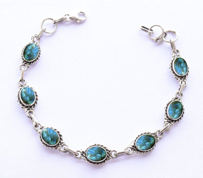 Avicrafts Labradorite Stone Bracelets Silver Overlay For Women Girl Gifts - Gemstone Adjustable Handmade Link Bracelets For Her