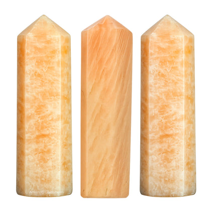 Amazing Gemstone Cream Moonstone Crystal Points Bulk Healing Crystals - Pack of 3 Single Terminated Healing Wand Point Bulk Crystals for Crafts, Crystal Grid, DIY Work - - Beginners Gift