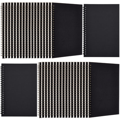 Epakh 36 Pack Blank Spiral Notebook Unlined Notebook Bulk A5 Soft Cover Students Sketchpads Memo Notepad for Drawing Art Back to School Gifts 100 Pages/ 50 Sheets, 8.3 x 5.5 Inches(Black)