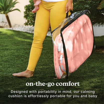 MyBaby 3-in-1 Calming Baby Cushion, Soothing Comfort for Newborns & Infants, Snuggling Sensation, Sound and Vibration, Designed for Safety, Rechargeable & Machine-Washable, by Homedics, Coral