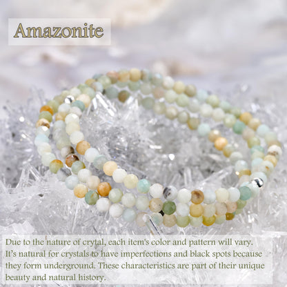 Farfume Amazonite - Emotional Trauma - Beaded Bracelets for Women,Handmade Natural Stone 4mm Beads 925 Sterling Silver Stretch Bracelets, Chakra Crystal Gemstone Jewelry Gifts for Mom