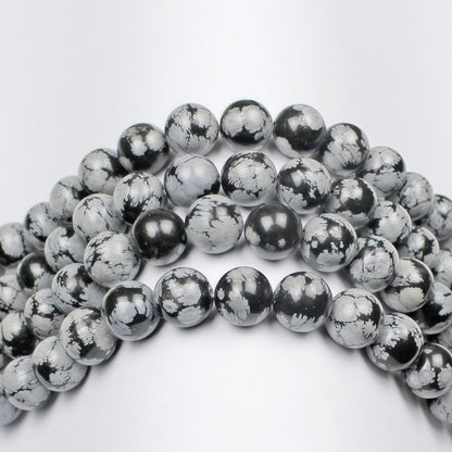 MJDCB Snowflake Obsidian Beads Round Natural Stone Beads for Jewelry Making DIY Bracelet (6mm)
