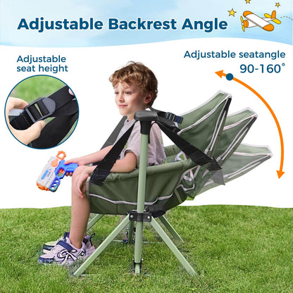 Chloraeon Kids Hammock Chair,Adjustable Kids Camping Chair,Folding Chair with Stand,Portable Hammock Chair for Camping, Travelling and Patio,Green,Supports 135 LBS