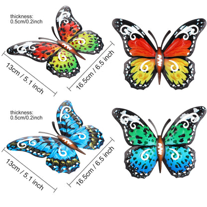Jetec 8 Pcs Metal Butterfly Wall Decor 6.5 Inch Outdoor Butterflies Wall Art Sculpture 3D Butterfly Hanging Decoration for Spring Outside Fence Garden Yard Home Patio Balcony(Stylish Style)