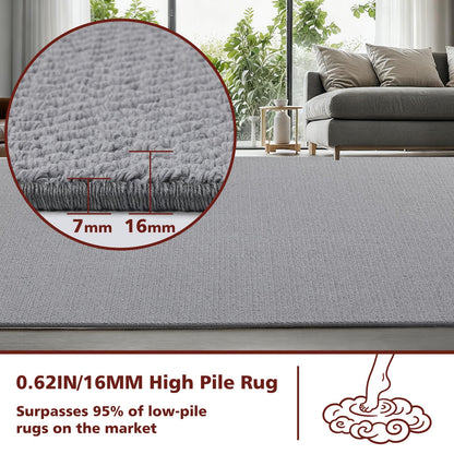 ANSSO Wool Rugs 8x10 for Living Room,80% Merino Wool and 20% Cotton Soft Tufted Area Rug with Cotton Non-Slip Backing,Large Area Rug for Bedroom Bedroom, Dining and Home Office (Dark Gray)
