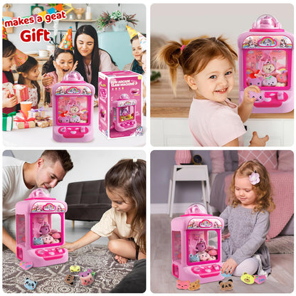 Mini Claw Machine for Kids - Unicorn Candy Grabber Vending Machine Toy with 20 Plush Prizes, Arcade Prize Dispenser Game, Girl Toys Age 3-8, Christmas Birthday Easter Gift