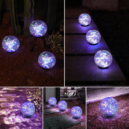 MLKNK Solar Globe Lights Outdoor Waterproof-Solar Balls-Solar Garden Lights-Orbs for Outside 2 Pack Cracked Glass Ball for Lawn Patio Yard Backyard Decorations