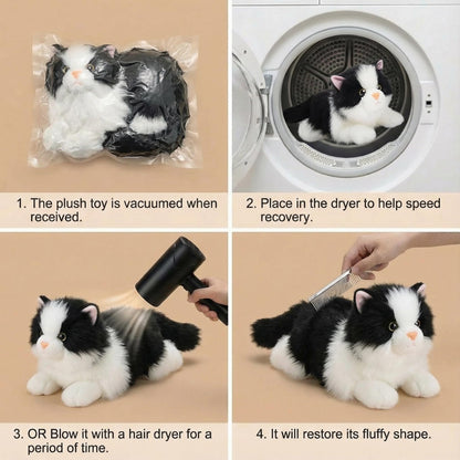 HyDren 5 Pcs Realistic Ragdoll Cat Stuffed Animal, 17.75 Inches Large Ragdoll Cat Mommy Plush with 4 Cute Babies Soft Plush Kittens Set for Girls Boys Birthday Party Favors(Black)