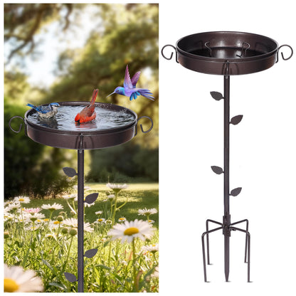 NestShld 35 in Metal Bird Bath for Outside,12 in Dia Bowl with Upgraded 5-Pronged Base,Freestanding Bird Feeder Stand for Patio,Lawn,Garden