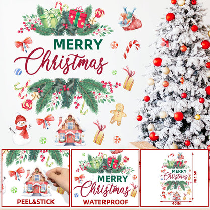 Merry Christmas Wall Decals Stickers Holiday Party Backdrop Decorations Festive Arch Backdrop Home Decor Christmas Photography Background Stickers for Living Room Nursery Home