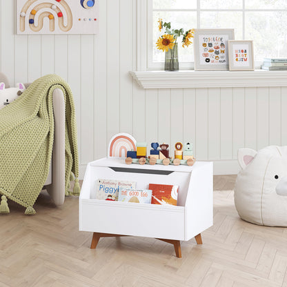 UTEX Kids Toy Box, Wooden Toy Chest, Kids Storage Organizer Bench with Front Book Storage Area for Boys and Girls, Children's Furniture, White