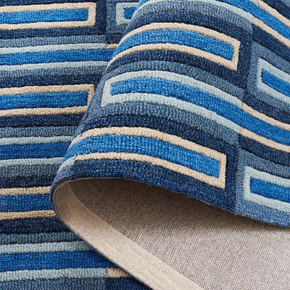TTC THREAD & TEXTURE CARPET Hand Tufted Area Rug Soft Wool Carpet with Cotton Backing Elegant Home & Office Floor Décor Weight- (9 Pound) 3' x 5' (Rectangular) Blue1