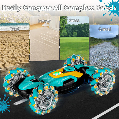 Gesture Sensing RC Stunt Car,Remote Control Car Toys for Ages 5-13,4WD All-Terrain with 360° Flips & LED Music Show,3-6 Year Old Boy Birthday Gift,Indoor/Outdoor Play & Gifts for Boys Toys Age 8-10