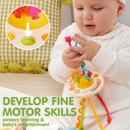 JOYIN Baby Toys - Montessori Toys for Babies, Food-Grade Sensory Present Infant Stacking Circles Teether, Blocks, 3D Stress Balls, Pull String, Learning Gifts for Baby Girls Boys