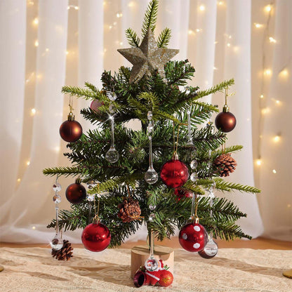 24 Pcs 3-Inch Christmas Tree Decoration Crystal Ornaments，Teardrop Pendants with Hanging Hook for Holiday Decor, Centerpieces, Chandeliers & Party Supplies (3"×0.9")