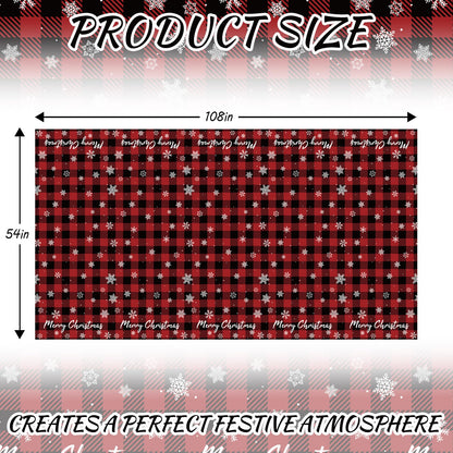 JHDZDHY 4 Pack Christmas Snowflake Tablecloth Disposable Plastic Tablecloth Table Cover for Christmas Party Decoration Supplies 54 x 108 Inches (Red Checkered Snowflake)