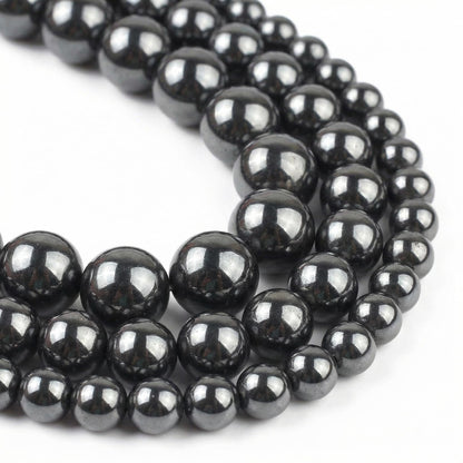 Yochus 45pcs Black Hematite Beads，8mm Healing Power Natural Stone Round Loose Beads for Jewelry Making Earring Necklace DIY Crafts