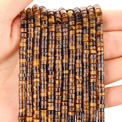 BONNY BOXX 150PCs Natural Classic Tiger Eye Spacer Beads, Loose Semi Precious Flat Round Gemstone Heishi Disc Stone Beads for Beading Jewelry Making 4mm*2mm
